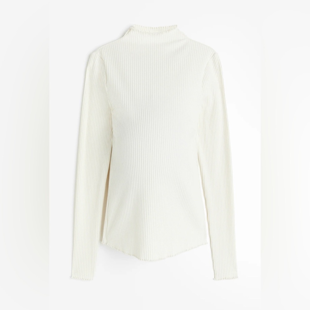 H&M RIBBED MOCK TURTLENECK TOP